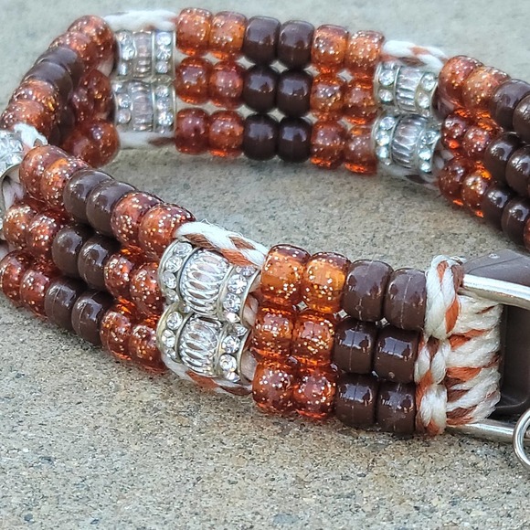 Custom Handmade Beaded Bling Dog Collar - Picture 2 of 3